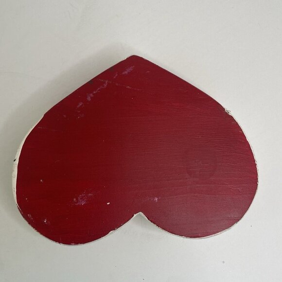 Hand Carved & Painted Heart‎ Shaped Santa Wooden Block Rustic Christmas Decor - Picture 3 of 4